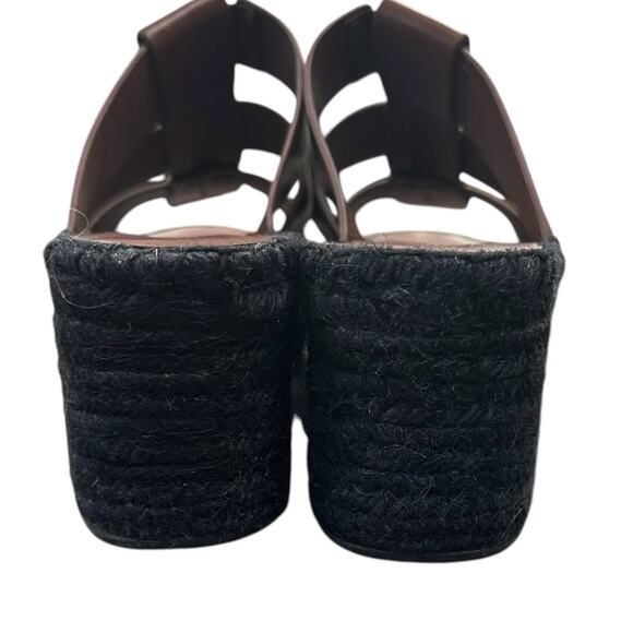 Vince Sabella Mahogany Platform Espadrille Leather Sandal Size 9 Made in Spain - Picture 4 of 8